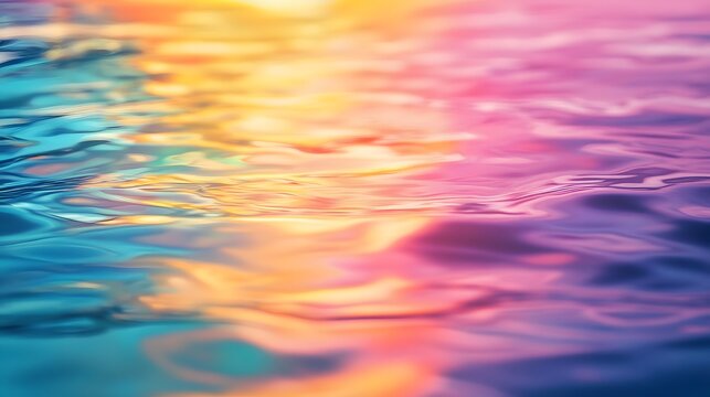 The water is a beautiful mix of colors, creating a sense of calm and serenity. The image captures the essence of a peaceful moment in nature, where the water's reflection of the sky