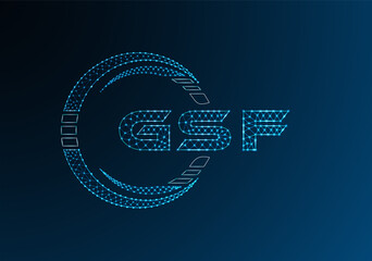 GSF low poly letter logo vector design. GSF lower poly logo design. Low poly logo.