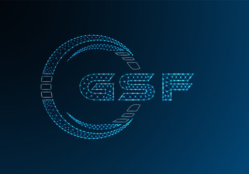 GSF low poly letter logo vector design. GSF lower poly logo design. Low poly logo.