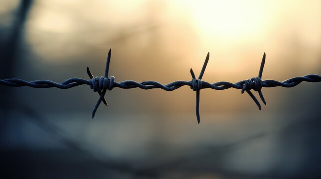 Barbed wire symbolizing violence war human rights violations dictatorship and totalitarian regime