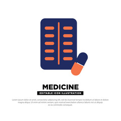 Medicine Icon. Medicine List with Capsule Pill. Editable Vector Icon.