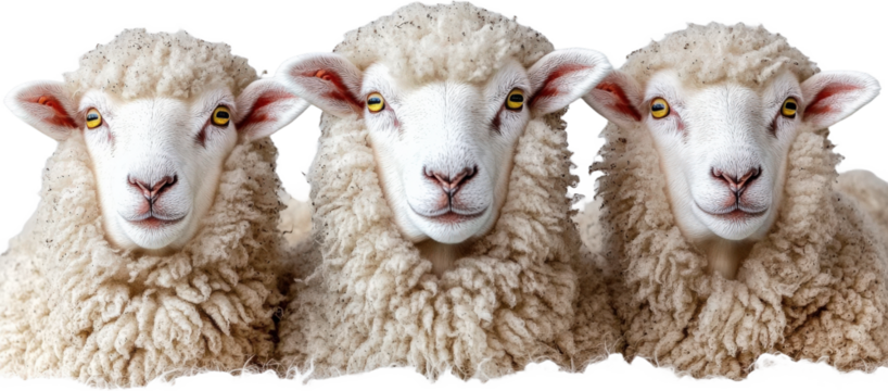 Three Sheep Close Up Portrait