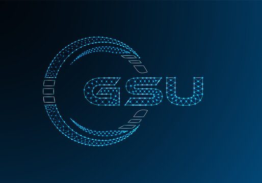 GSU low poly letter logo vector design. GSU lower poly logo design. Low poly logo.