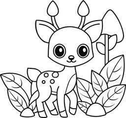 Baby Deer in Forest Clearing coloring page