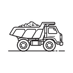minimalist vector of a dump truck for construction