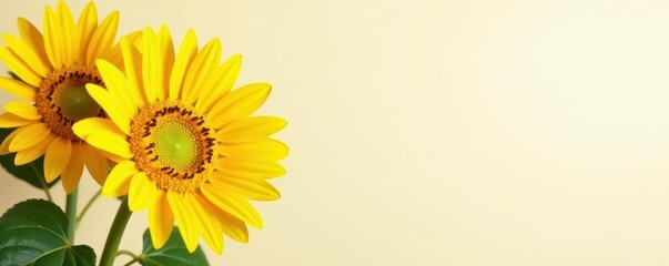 Obraz premium Sunflowers in a beautiful, minimalist display Pure yellow against a plain background , artificial intelligence, color, ai art