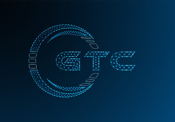 GTC low poly letter logo vector design. GTC lower poly logo design. Low poly logo.