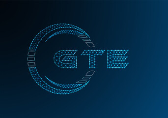GTE low poly letter logo vector design. GTE lower poly logo design. Low poly logo.
