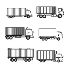 minimalist vector of container truck in smooth lines