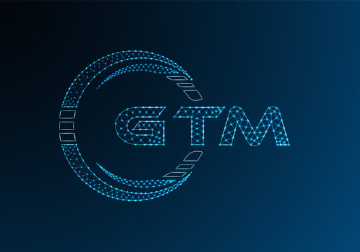 GTM low poly letter logo vector design. GTM lower poly logo design. Low poly logo.
