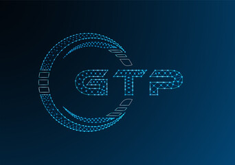 GTP low poly letter logo vector design. GTP lower poly logo design. Low poly logo.