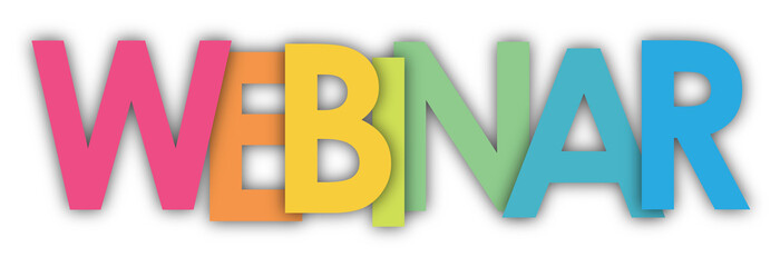 WEBINAR colourful typography banner on transparent background