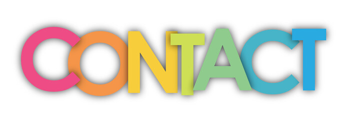 CONTACT colourful typography banner on transparent background