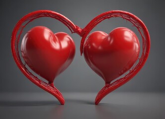 Two red heart shapes morph into a singular larger heart ,  one,  symbol,  picture