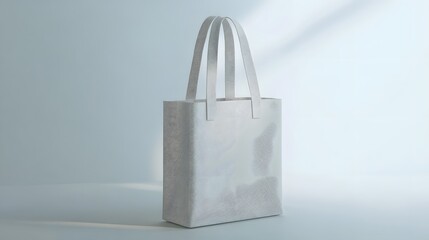 Stylish, light gray tote bag displayed in  setting.