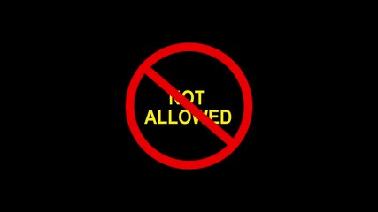 Not allowed warning sign with red circle and text on green background.