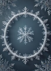 Elegant snowflake border encircles whimsical winter illustration on a Christmas card template , design, christmas, design element