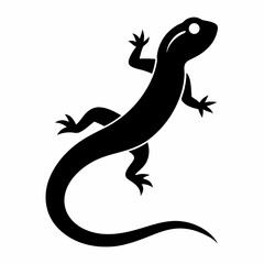 Fototapeta premium Silhouette Vector of a Reptile Gecko for Wildlife, Nature, and Pet Symbols in Black