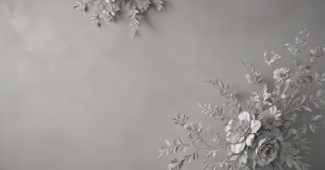 Subtle gray floral plaster texture, elegant backdrop, wall, aesthetic, photography