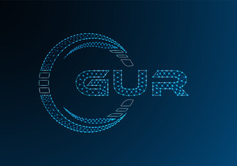GUR low poly letter logo vector design. GUR lower poly logo design. Low poly logo.