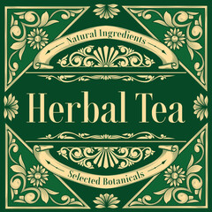 Herbal Tea - ornate vintage decorative label