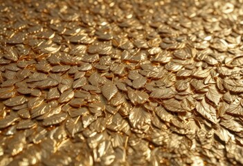 Obraz premium Intricate gold leaf, shimmering metallic texture, detail, vintage, foil