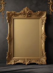 Exquisite gold frame with swirling acanthus leaves against plush velvet backdrop ,  design,  elegance,  frame