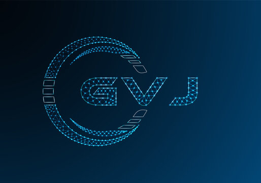 GVJ low poly letter logo vector design. GVJ lower poly logo design. Low poly logo.