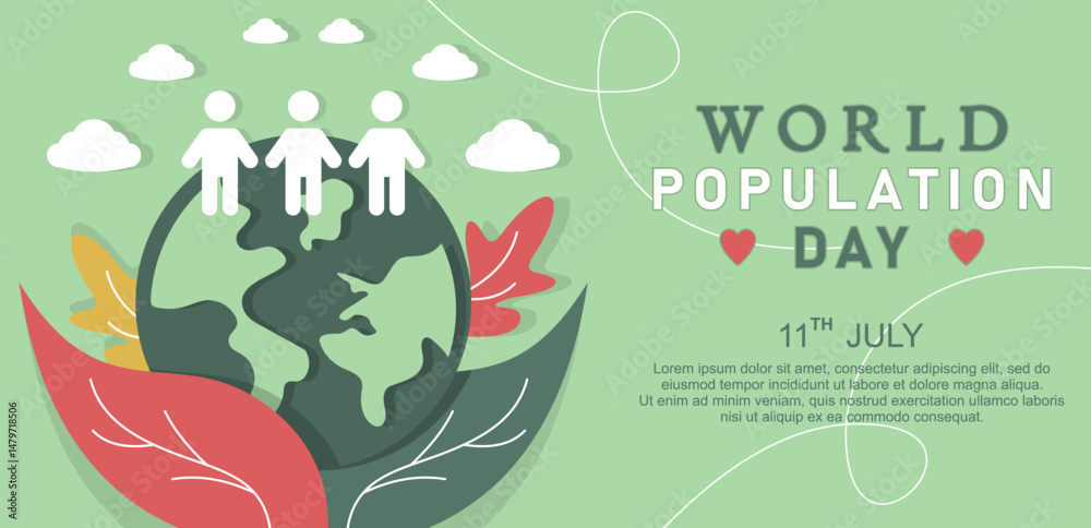 Fototapete paper style background for world population day with map design
