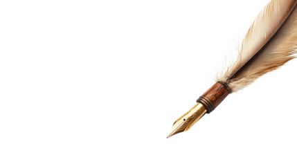 Vintage Feather Pen on Transparent or White Background for Creative Projects