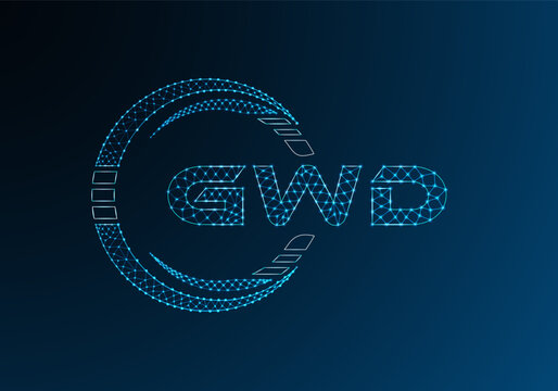 GWD low poly letter logo vector design. GWD lower poly logo design. Low poly logo.