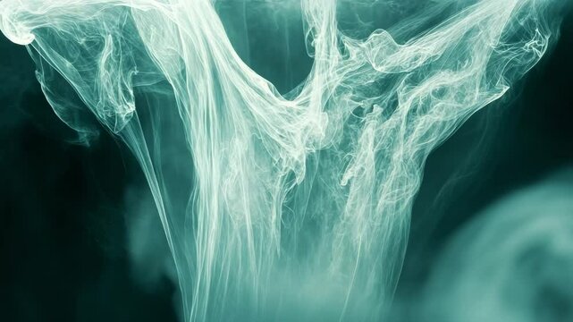 Ethereal Smoke Flowing in Soft Shades of Green and White