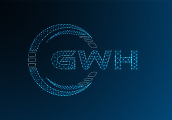 GWH low poly letter logo vector design. GWH lower poly logo design. Low poly logo.