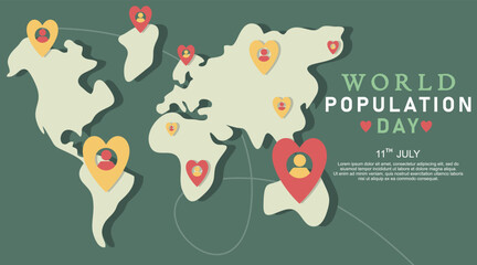 Paper style background for world population day with map design