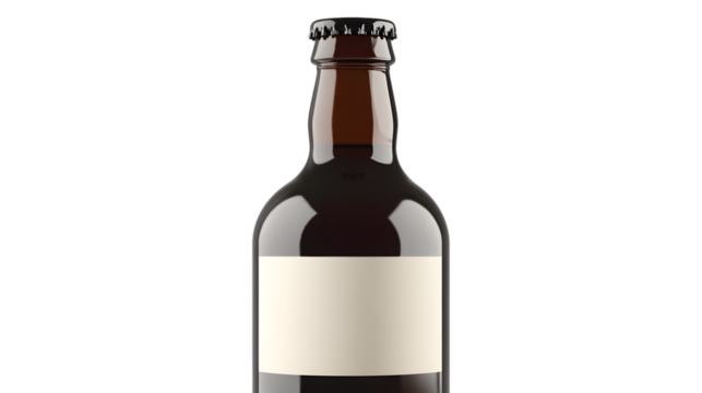 Close-up of Beer Bottle with Blank Label and Water Drop - Professional Stock Photo