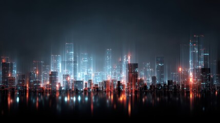 Futuristic Cityscape Data Streams and Glowing Towers