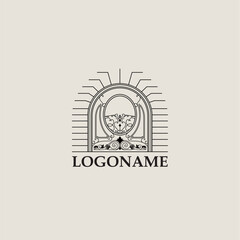 Luxury Hotel Logo with Vintage Window and Elegant Architectural Details