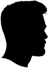 Silhouette of a Man with Beard and Hair