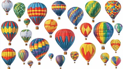 Colorful air balloons floating, a cheerful flight celebration in the sky