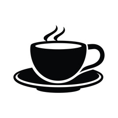Obraz premium Simple Black Coffee Cup Outline Vector