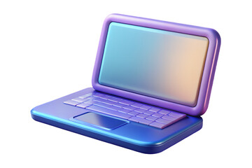 Stylized rendering of a laptop with a blue and purple color gradient design on transparent background