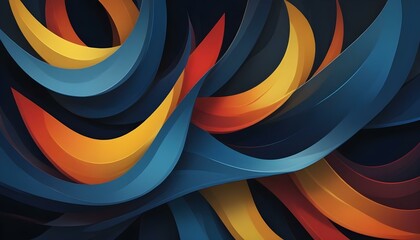 Obraz premium Striking abstract artwork featuring overlapping, colorful, curved shapes with a dark background.