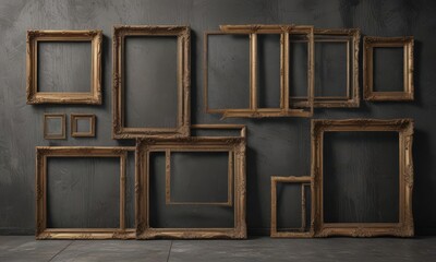 Various sized frames on a textured background, ready for images ,  aesthetic,  rustic