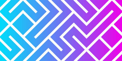 Abstract maze geometric background. Hand drawn seamless pattern with bold square lines.