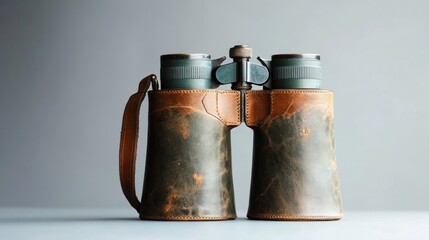 Vintage binoculars in leather case