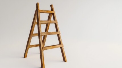 Simple wooden stepladder against a plain background