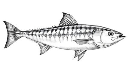 Obraz premium Detailed side view drawing of a striped fish.