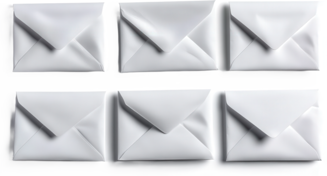 Six Folded White Envelopes on a Surface