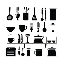 Kitchen Objects Silhouette Clipart