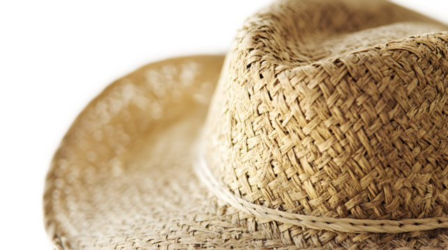 A straw hat with a white background